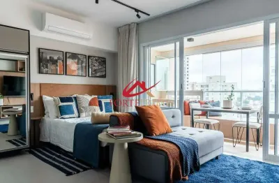 Apartamento 1 dormitório em campo belo, frente, lazer completo e segurança 24h