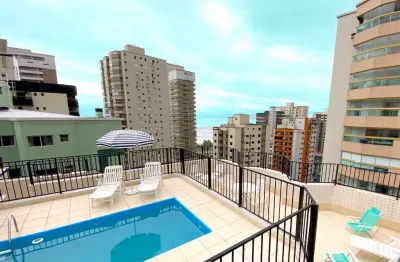 Cobertura mobiliada com piscina com vista mar a venda na aviação na praia grande