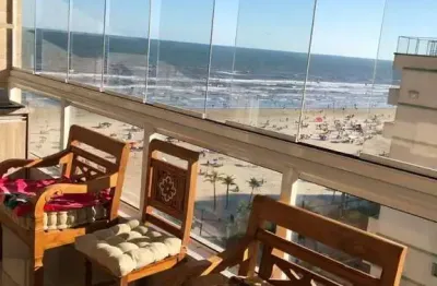 Apartamento semi-mobiliado com vista mar e varanda gourmet com 2 suítes na aviação para venda em praia grande