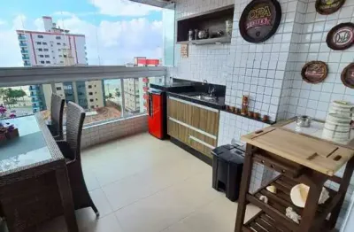 Apartamento mobiliado com varanda gourmet com 2 dormitórios à venda na vila tupi - praia grande/sp