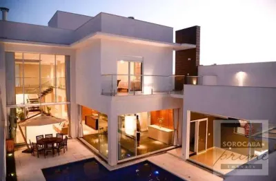 Sobrado com 3 dormitórios, 460 m² - venda por r$ 4.500.000,00 ou aluguel por r$ 20.000,00/mês - condomínio village sunset - sorocaba/sp