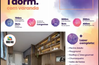 “apartamento 1 dormitório com lazer completo ao lado do aeroporto'