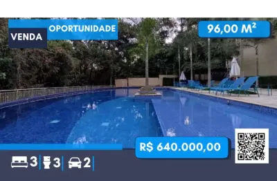 96m² 3 dormitórios sendo 1 suíte e com 2 vagas e churrasqueira na varanda