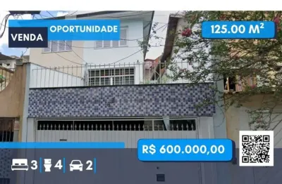Sobrado de 125 m² com 3 quartos e 3 banheiros à venda