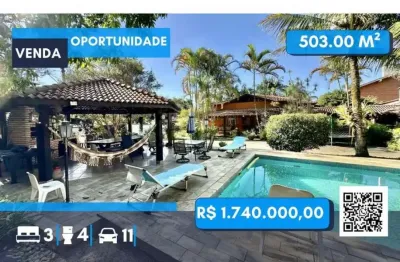 Casa térrea com 503,00 m² ! porteira fechada, 3 suítes, piscina
