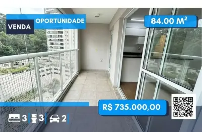 Apartamento com 84,00m² na vila andrade 84 metros 3 quartos 2 suites 2 vagas