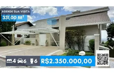 4 suítes, moderna c/ vista, gourmet, piscina, sótão multiuso e 2 lareiras.