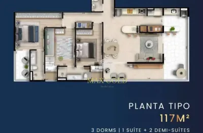 Apartamento com 3 dormitórios à venda, 117 m² por r$ 1.088.000,00 - jardim das nações - taubaté/sp