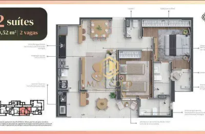 Apartamento com 2 dormitórios à venda, 80 m² por r$ 537.000,00 - barranco - taubaté/sp
