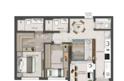Apartamento tipo para venda com 2 dorms, sendo 1 suíte  - michael pajak (11) 99996-4550