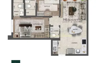 Apartamento  tipo para venda com 2 suítes - michael pajak (11) 99996-4550