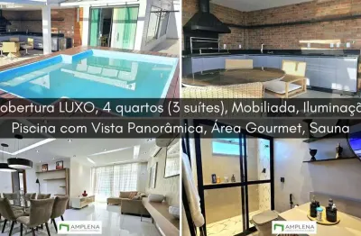 Cobertura luxo 4 quartos (3 suítes) no jardim guanabara ilha do governador 400m², varanda com piscina, sauna e área gourmet completa com churrasqueira