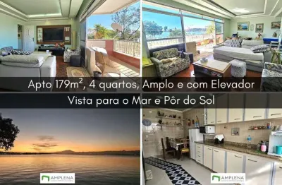 Apto 179m², 4 quartos, amplo, com elevador, vista livre para o mar e pôr do sol. ilha do governador/moneró - rj