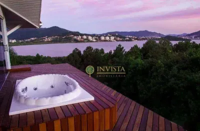 Alto padrão, hidromassagem com vista permanente para o mar, 7 quartos, piscina com deck e 4 vagas - à venda em cacupé.