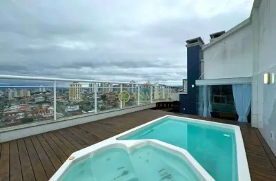 Terraço privativo com vista mar, piscina e ofurô, área gourmet, 3 quartos e 3 vagas à venda em barreiros.