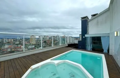 Terraço privativo com vista mar, piscina e ofurô, área gourmet, 3 quartos e 3 vagas à venda em Barreiros.