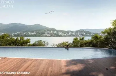 À venda | 326 m², varanda com piscina privativa, frente mar, 3 suítes e 2 vagas - cacupé, em florianópolis.