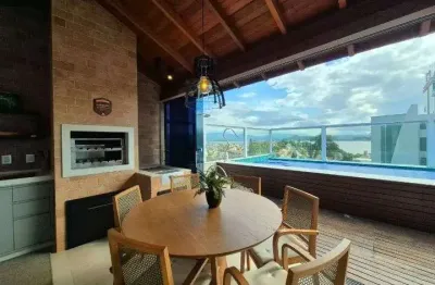 Locação | casa com 3 quartos, 232 m², varanda gourmet, vista mar, mobiliado e 2 vagas - abraão, em florianópolis.