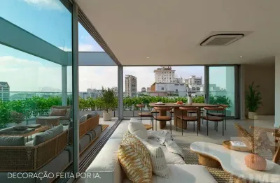 Cobertura iluminada  em área nobre de higienópolis com 3 dormitórios e 2 vagas, vista privilegiada.