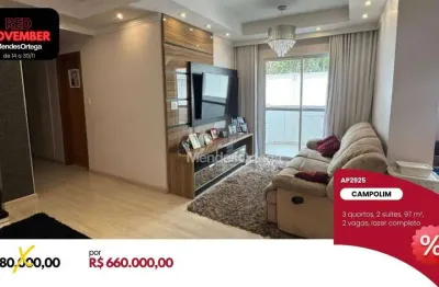 Apartamento com 3 dormitórios à venda, 97 m² por r$ 660.000,00 - parque campolim - sorocaba/sp