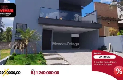 Casa com 3 dormitórios à venda, 212 m² por r$ 1.240.000,00 - condomínio via réggio - sorocaba/sp