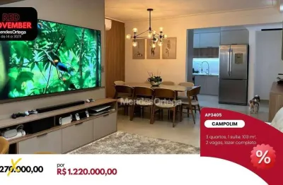 Apartamento com 3 dormitórios à venda, 103 m² por r$ 1.220.000,00 - parque campolim - sorocaba/sp