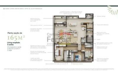 Apto bioma cidade center norte , 3 suítes, living ampliado, varanda gourmet , depósito e 2 vagas.