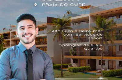 Apartamento de luxo à beira-mar da praia do cupe | 2 a 4 quartos | residencial resort