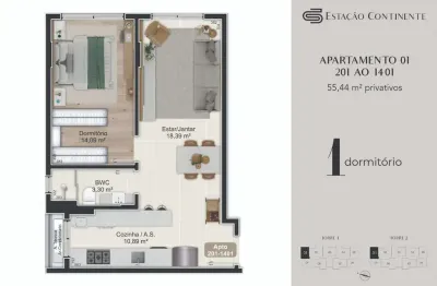 Apartamento com 1 quarto à venda na Rua Eugênio Raulino Koerich, 266, Campinas, São José