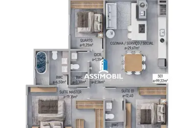 Apartamento com 3 dormitórios à venda, 99 m² por R$ 1.177.000,00 - Cidade Universitária Pedra Branca - Palhoça/SC
