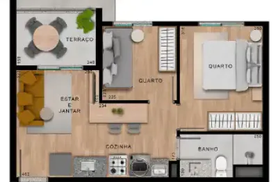 Apartamento 2 Dormitorios com vaga de garagem