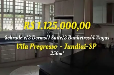 Sobrado c/3 dorms/1 suíte/3 banheiros/4 vagas . loc.vila progresso,jundiaí-sp