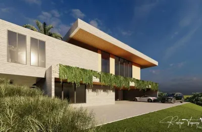 Casa moderna em construção no aldeia do vale com 4 suítes, elevador panorâmico e lazer completo