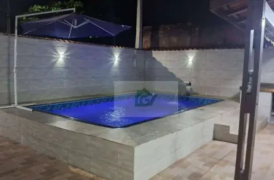 Casa com 3 dormitórios, piscina a 350m da praia à venda, 150 m² por r$ 530.000 - porto novo - caraguatatuba/sp