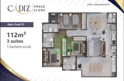 Apartamento com 3 dormitórios à venda, 112 m² por r$ 780.971,00 - porto novo - caraguatatuba/sp