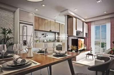 Apto de 2 dorm c/ suite, sacada, 57, 40 m² de área útil. bairro: canto do forte.