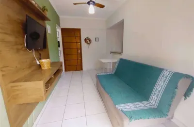 Apto de 1 dorm c/ sacada, 100  metros da praia,  42 m² de área útil, mobiliado, bairro: guilhermina.
