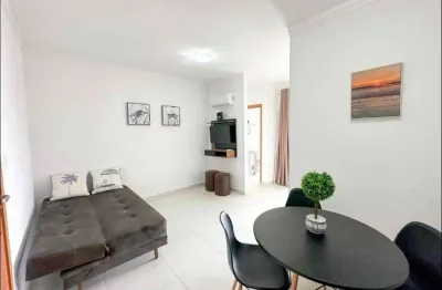 Apto de 1 dorm c/ sacada, prédio frente mar, 45,76 m² de área útil, sacada gourmet. balneário maracanã.
