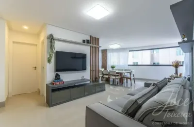 Apartamento mobiliado de 150,48m² c/ 4 suítes, 3 vagas de garagem e varanda gourmet c/ churrasqueira