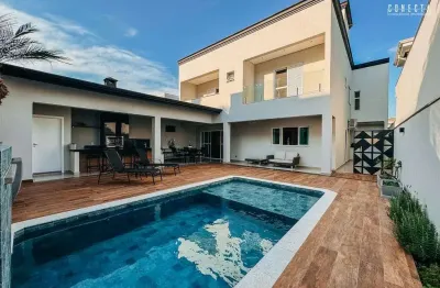 Casa sobrado em indaiatuba, jardim amstalden residence com 4 suítes - 330 m²