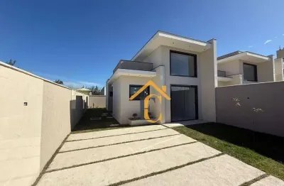 Casa linear com pé direito alto e design moderno com 2 quartos sendo 1 suíte à venda, 57 m² por r$ 390.000 - verdes mares - rio das ostras/rj