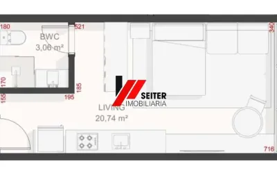 Studio à venda com sacada e 38 m2 no teahupoo santa mônica