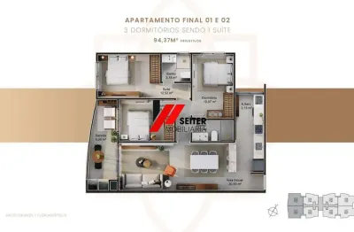 Apartamento com 3 quartos à venda no Saco Grande, Florianópolis 