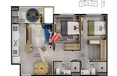 Amplo apartamento de 2 dormitórios a venda em Florianópolis Jardim Cacupé