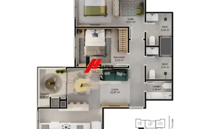 Apartamento a venda com 2 dormitórios e 1 suíte no jardim cacupé florianópolis