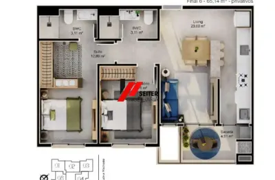 Apartamento a venda com 2 dormitórios sendo 1 suíte em florianópolis