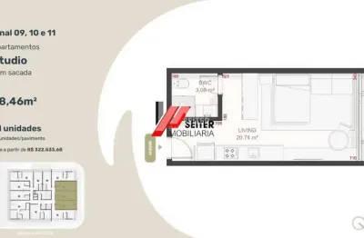 Apartamento à venda com 1 dormitório e sacada no Teahupoo Santa Mônica
