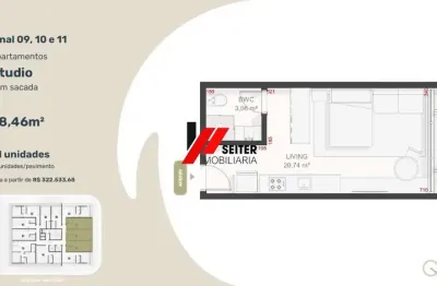 Apartamento à venda com 1 dormitório e sacada no teahupoo santa mônica