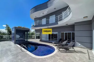 Sobrado de Alto Padrão no Swiss Park SBC – 4 Suítes, Cinema, Piscina Aquecida e Vista Deslumbrante