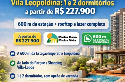 Apartamentos com 1 e 2 dorm. a 600 metros da Estação Leopoldina!